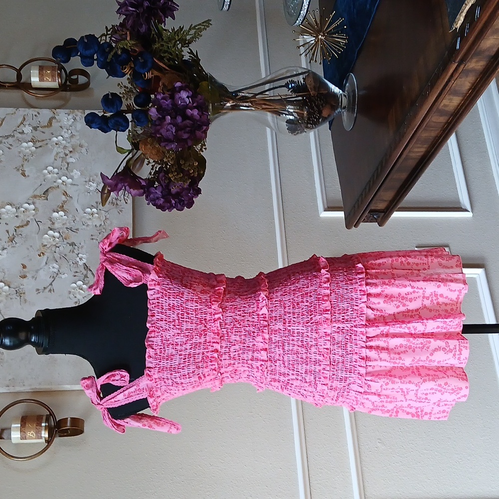 Pink Floral Ruffle Mini Dress. Size XS - Picture 11 of 17